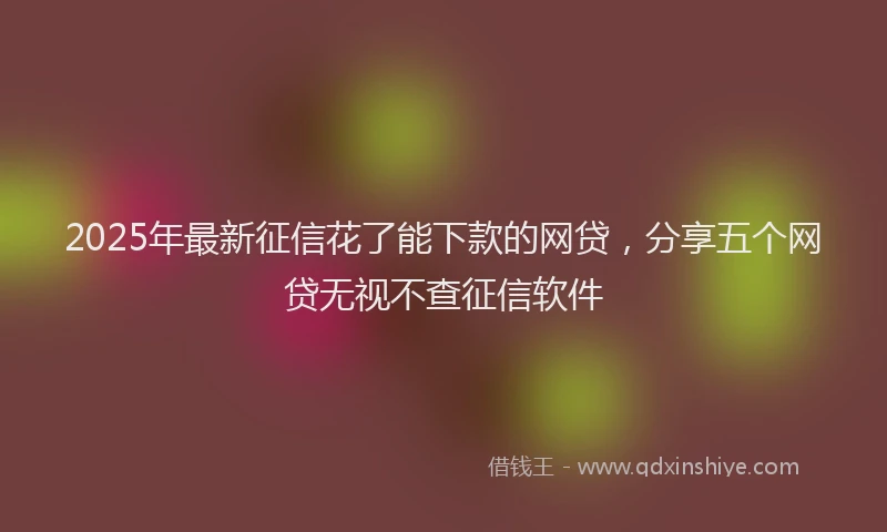 2025年最新征信花了能下款的网贷，分享五个网贷无视不查征信软件
