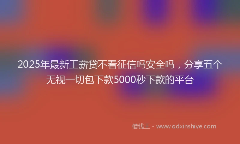 2025年最新工薪贷不看征信吗安全吗，分享五个无视一切包下款5000秒下款的平台