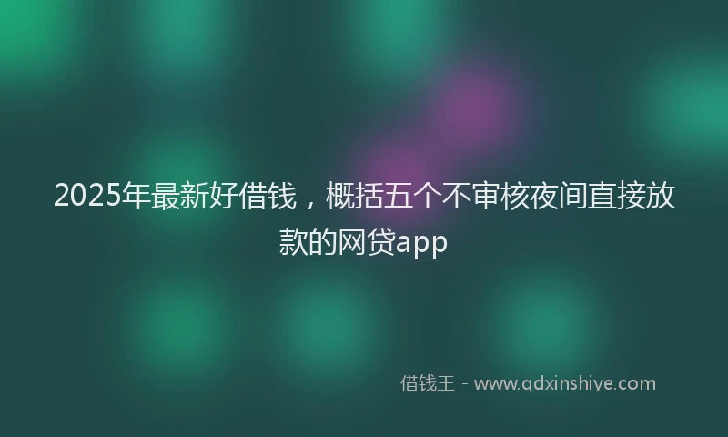 2025年最新好借钱，概括五个不审核夜间直接放款的网贷app