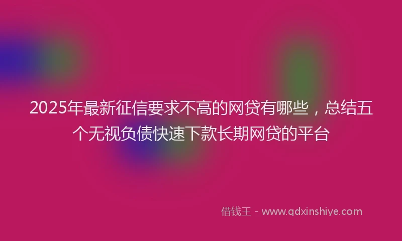 2025年最新征信要求不高的网贷有哪些，总结五个无视负债快速下款长期网贷的平台