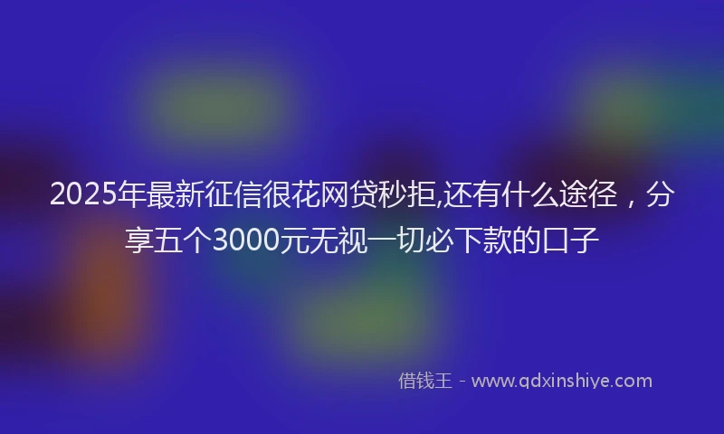 2025年最新征信很花网贷秒拒,还有什么途径，分享五个3000元无视一切必下款的口子