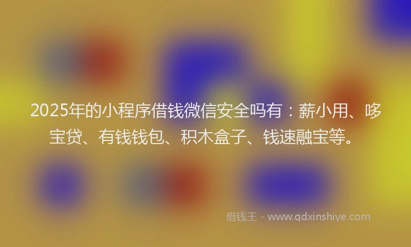 2025年的小程序借钱微信安全吗有：薪小用、哆宝贷、有钱钱包、积木盒子、钱速融宝等。