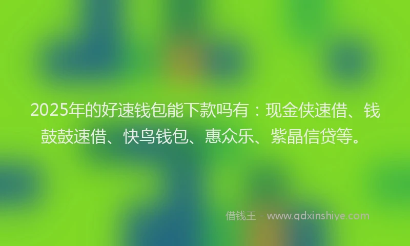 2025年的好速钱包能下款吗有：现金侠速借、钱鼓鼓速借、快鸟钱包、惠众乐、紫晶信贷等。