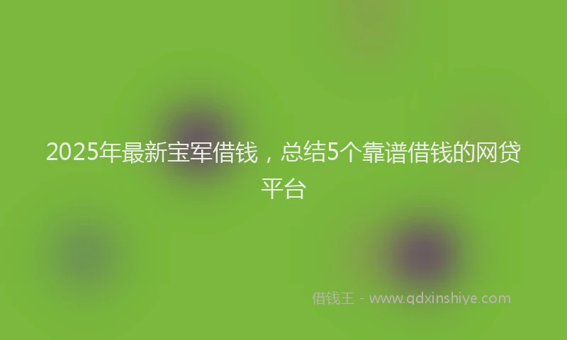2025年最新宝军借钱，总结5个靠谱借钱的网贷平台