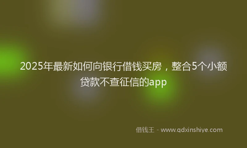 2025年最新如何向银行借钱买房，整合5个小额贷款不查征信的app
