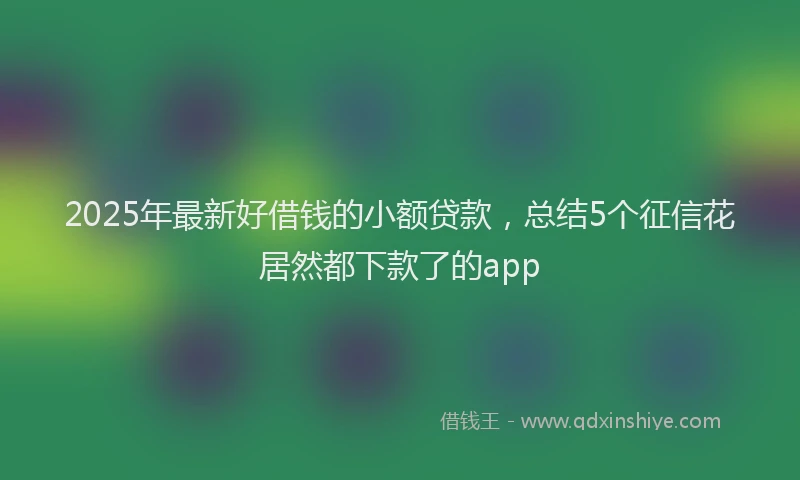 2025年最新好借钱的小额贷款，总结5个征信花居然都下款了的app