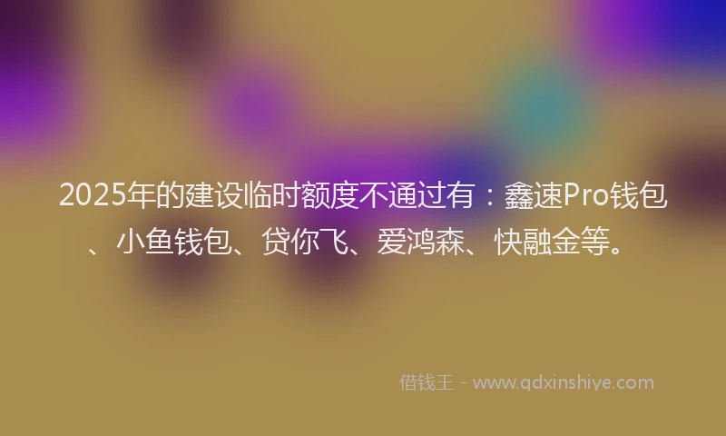 2025年的建设临时额度不通过有：鑫速Pro钱包、小鱼钱包、贷你飞、爱鸿森、快融金等。