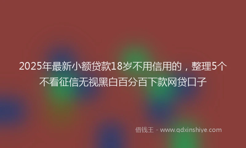 2025年最新小额贷款18岁不用信用的，整理5个不看征信无视黑白百分百下款网贷口子