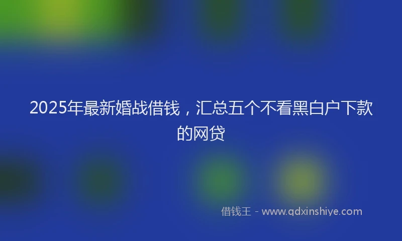 2025年最新婚战借钱，汇总五个不看黑白户下款的网贷