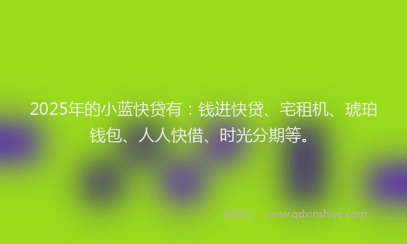 2025年的小蓝快贷有：钱进快贷、宅租机、琥珀钱包、人人快借、时光分期等。