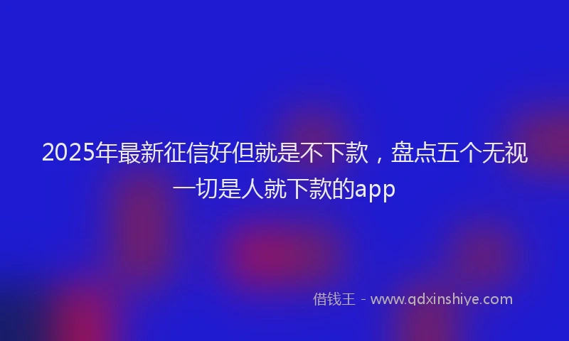 2025年最新征信好但就是不下款，盘点五个无视一切是人就下款的app
