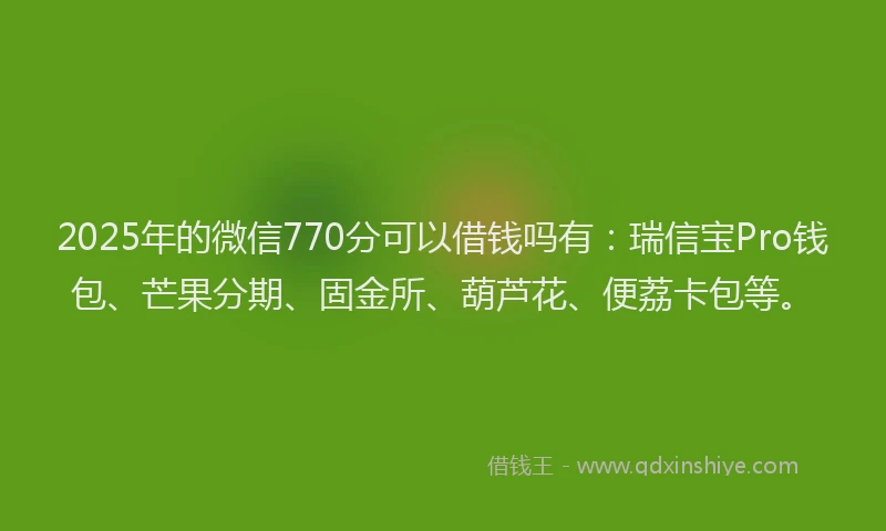 2025年的微信770分可以借钱吗有：瑞信宝Pro钱包、芒果分期、固金所、葫芦花、便荔卡包等。