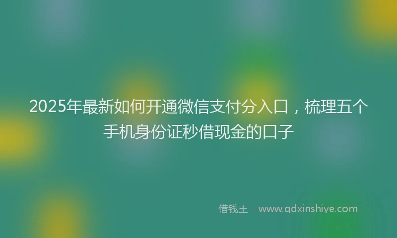 2025年最新如何开通微信支付分入口，梳理五个手机身份证秒借现金的口子