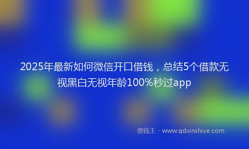 2025年最新如何微信开口借钱，总结5个借款无视黑白无视年龄100%秒过app