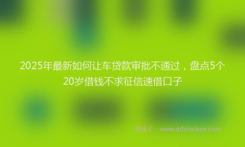 2025年最新如何让车贷款审批不通过，盘点5个20岁借钱不求征信速借口子