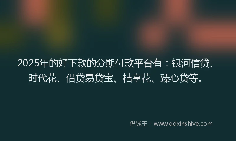 2025年的好下款的分期付款平台有：银河信贷、时代花、借贷易贷宝、桔享花、臻心贷等。
