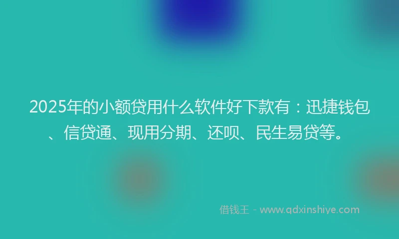 2025年的小额贷用什么软件好下款有：迅捷钱包、信贷通、现用分期、还呗、民生易贷等。