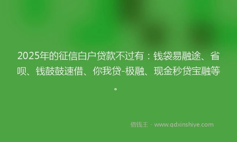 2025年的征信白户贷款不过有：钱袋易融途、省呗、钱鼓鼓速借、你我贷-极融、现金秒贷宝融等。