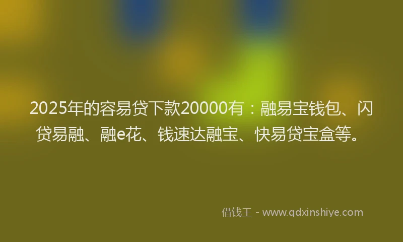 2025年的容易贷下款20000有：融易宝钱包、闪贷易融、融e花、钱速达融宝、快易贷宝盒等。