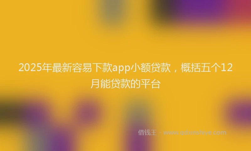 2025年最新容易下款app小额贷款，概括五个12月能贷款的平台