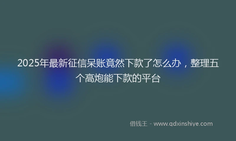2025年最新征信呆账竟然下款了怎么办，整理五个高炮能下款的平台