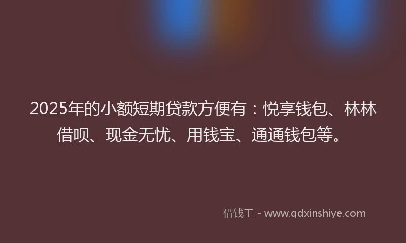 2025年的小额短期贷款方便有：悦享钱包、林林借呗、现金无忧、用钱宝、通通钱包等。