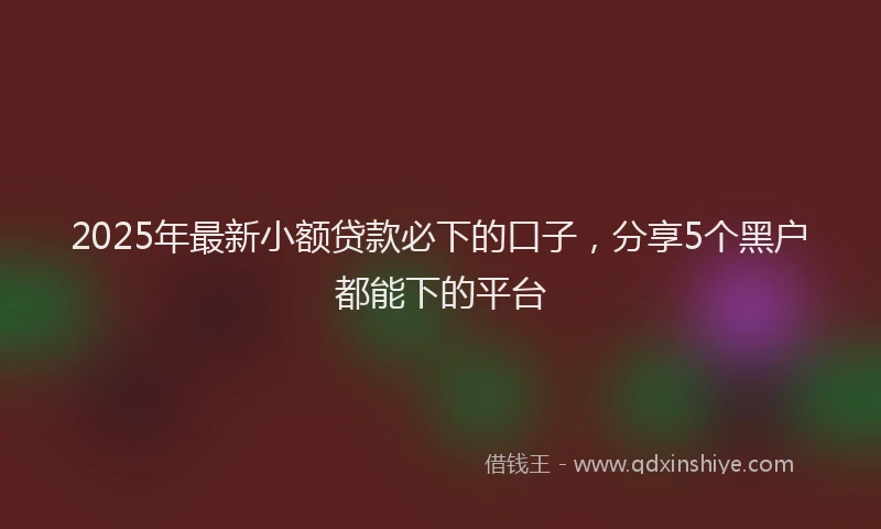 2025年最新小额贷款必下的口子，分享5个黑户都能下的平台