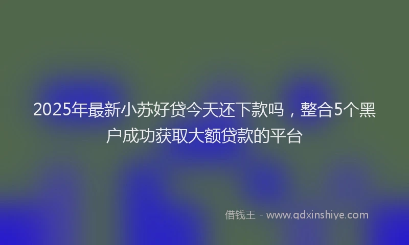 2025年最新小苏好贷今天还下款吗，整合5个黑户成功获取大额贷款的平台