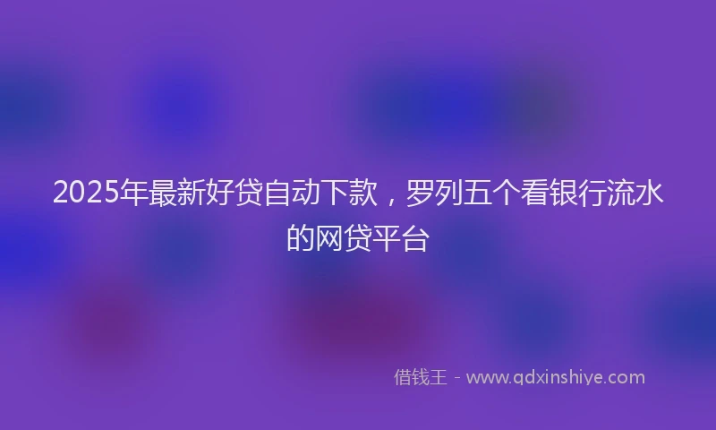 2025年最新好贷自动下款，罗列五个看银行流水的网贷平台