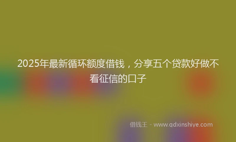2025年最新循环额度借钱，分享五个贷款好做不看征信的口子