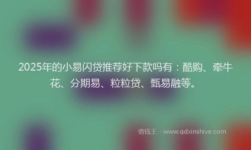 2025年的小易闪贷推荐好下款吗有：酷购、牵牛花、分期易、粒粒贷、甄易融等。