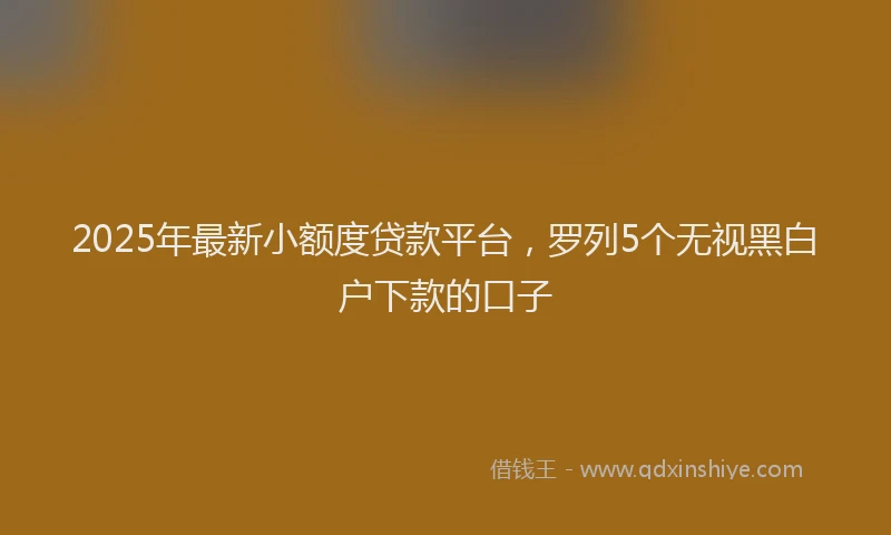 2025年最新小额度贷款平台，罗列5个无视黑白户下款的口子