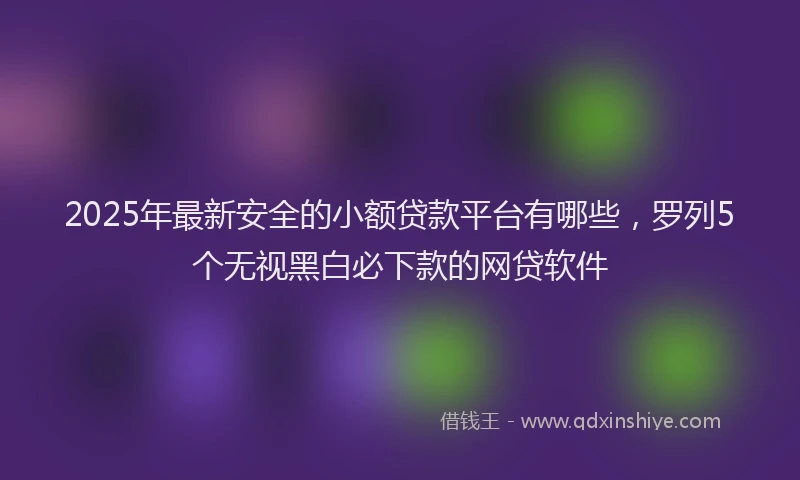 2025年最新安全的小额贷款平台有哪些，罗列5个无视黑白必下款的网贷软件