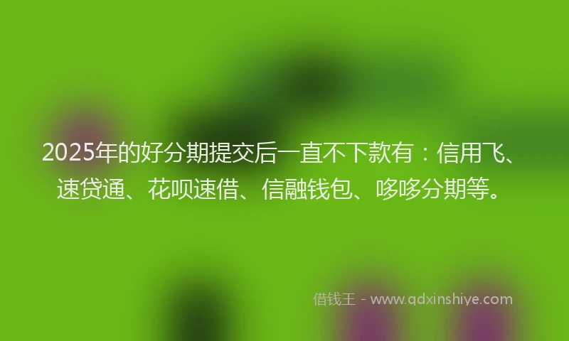 2025年的好分期提交后一直不下款有：信用飞、速贷通、花呗速借、信融钱包、哆哆分期等。