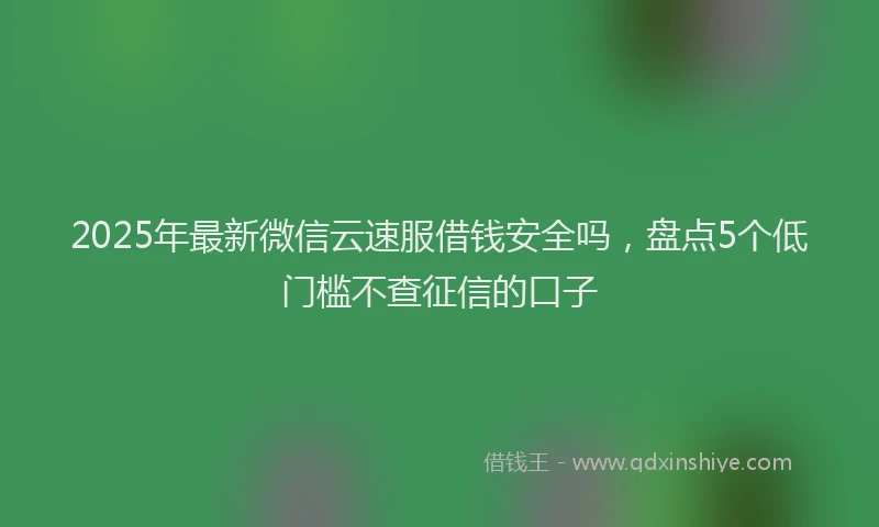 2025年最新微信云速服借钱安全吗，盘点5个低门槛不查征信的口子
