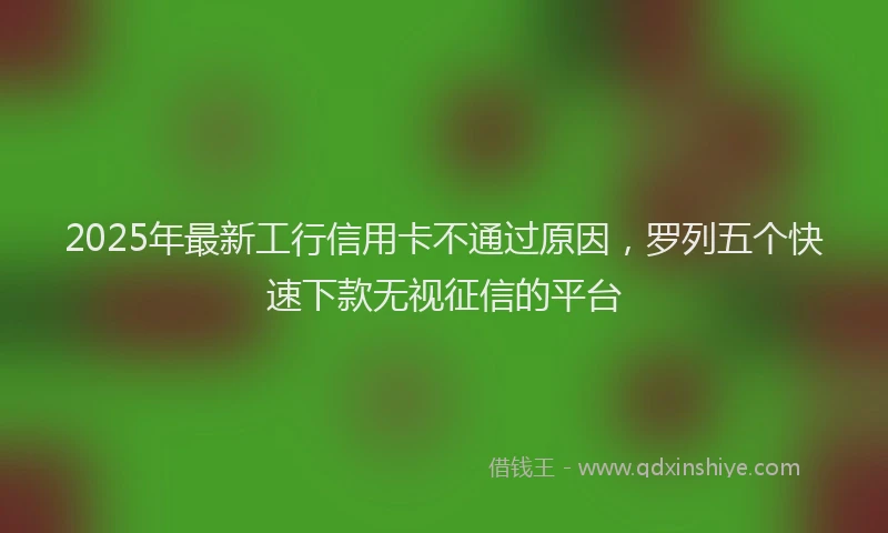 2025年最新工行信用卡不通过原因，罗列五个快速下款无视征信的平台