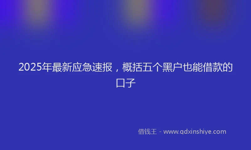 2025年最新应急速报，概括五个黑户也能借款的口子