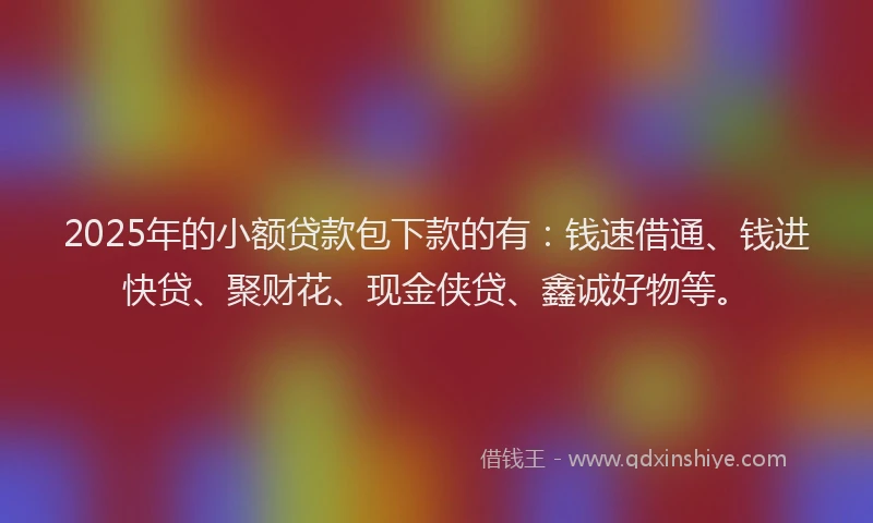 2025年的小额贷款包下款的有：钱速借通、钱进快贷、聚财花、现金侠贷、鑫诚好物等。