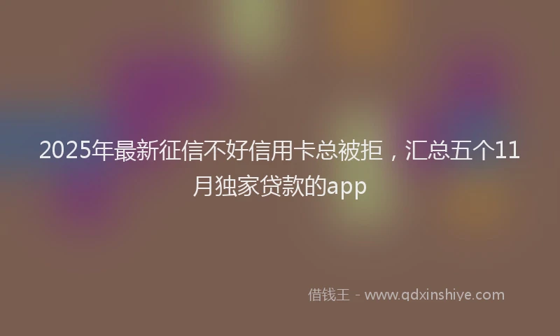 2025年最新征信不好信用卡总被拒，汇总五个11月独家贷款的app