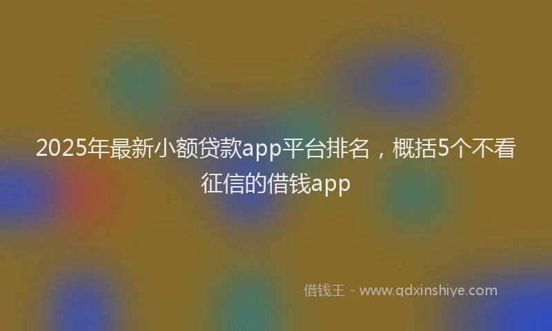 2025年最新小额贷款app平台排名，概括5个不看征信的借钱app