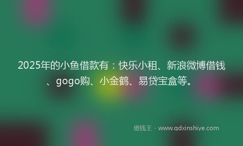 2025年的小鱼借款有：快乐小租、新浪微博借钱、gogo购、小金鹤、易贷宝盒等。