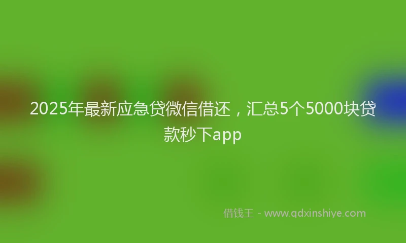 2025年最新应急贷微信借还，汇总5个5000块贷款秒下app
