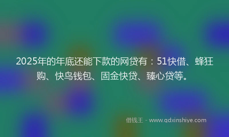 2025年的年底还能下款的网贷有：51快借、蜂狂购、快鸟钱包、固金快贷、臻心贷等。