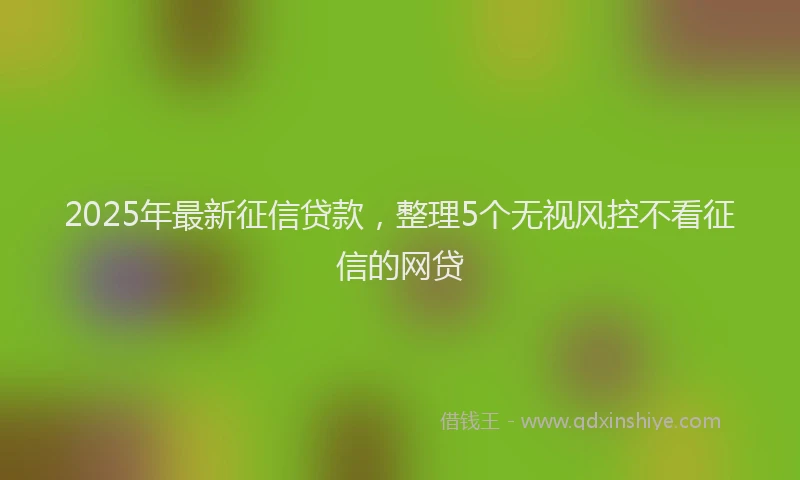 2025年最新征信贷款，整理5个无视风控不看征信的网贷