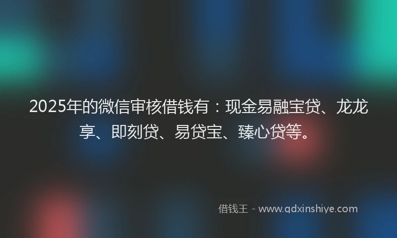2025年的微信审核借钱有：现金易融宝贷、龙龙享、即刻贷、易贷宝、臻心贷等。