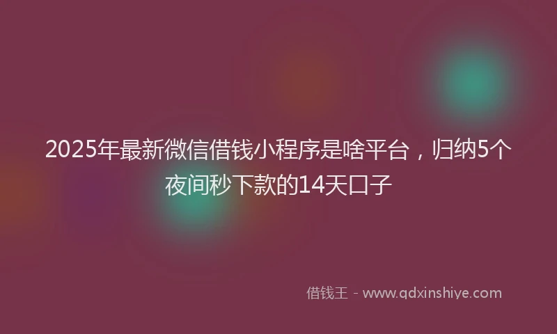 2025年最新微信借钱小程序是啥平台，归纳5个夜间秒下款的14天口子