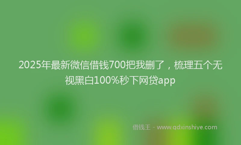 2025年最新微信借钱700把我删了，梳理五个无视黑白100%秒下网贷app
