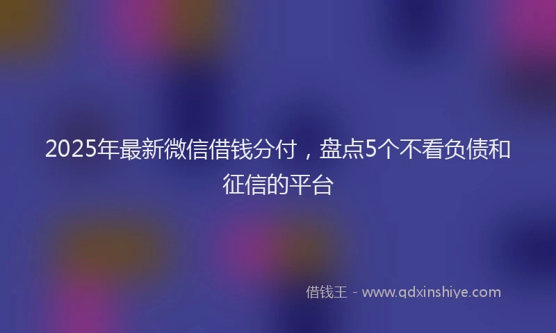 2025年最新微信借钱分付，盘点5个不看负债和征信的平台