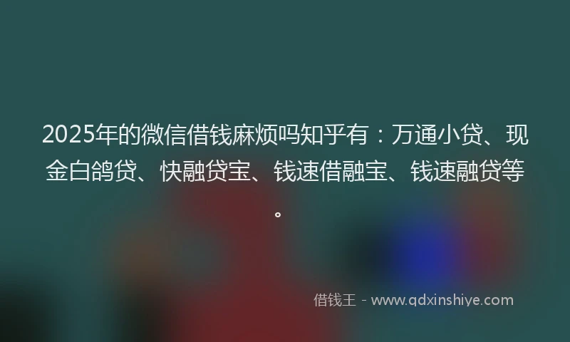 2025年的微信借钱麻烦吗知乎有：万通小贷、现金白鸽贷、快融贷宝、钱速借融宝、钱速融贷等。