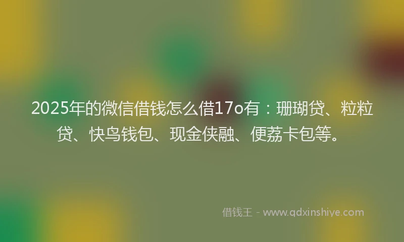 2025年的微信借钱怎么借17o有：珊瑚贷、粒粒贷、快鸟钱包、现金侠融、便荔卡包等。